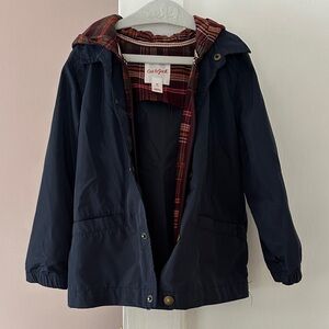 Cat & Jack Dark Blue Kids Raincoat with Red Plaid Interior